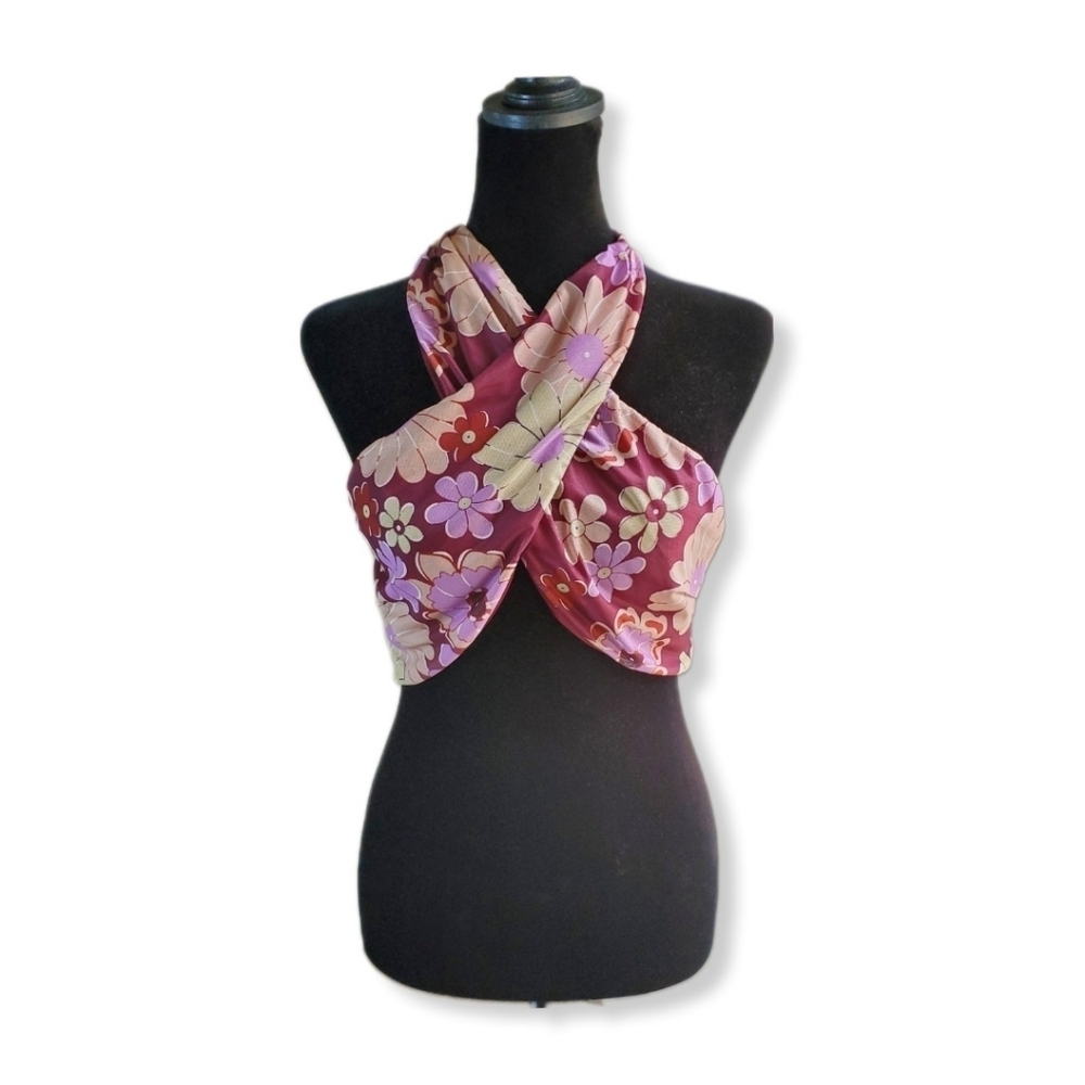 Princess Polly Retro Floral Crop Top Sz 8